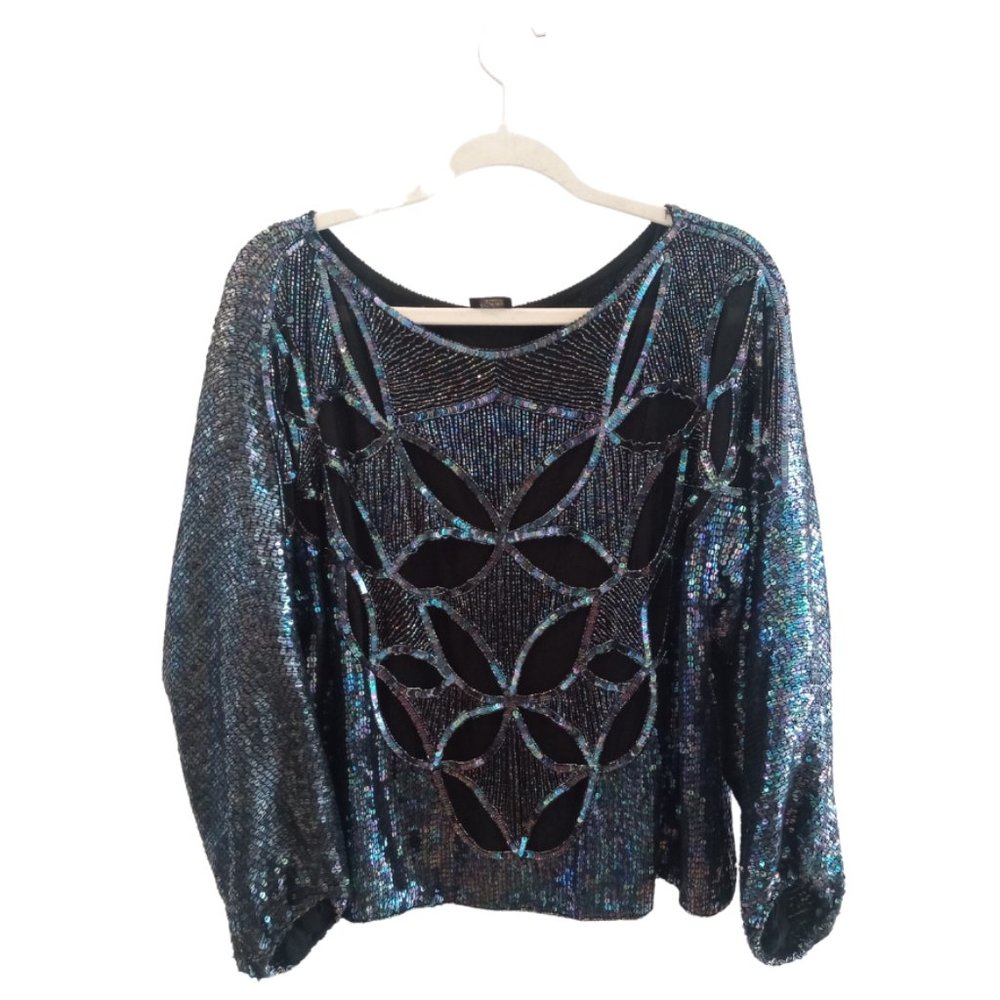 Vintage Sequin Silk Top
